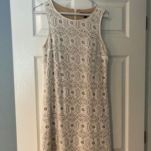 Sharagano white lace dress